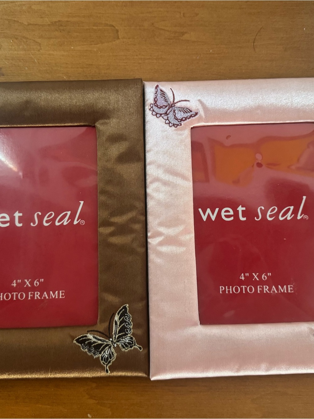 Wet Seal Satin Butterfly Photo Frames — Brown & Light Pink